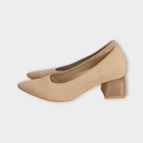 Womens Vivaia Beige Chunky Heel Pointed Toe Size EU 41 US 9.5 - Picture 3 of 11